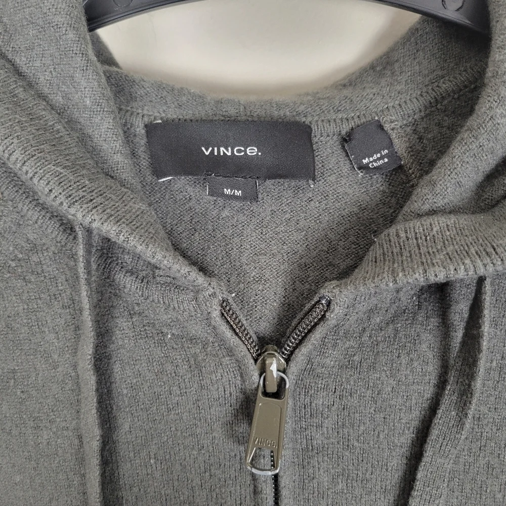 Vince Wool Cashmere Full Zip Up Hoodie Sweater Womens Medium Gray - Picture 4 of 6